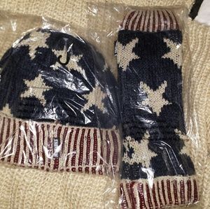 NIB Muk Luks Americana Beanie & Arm warmers